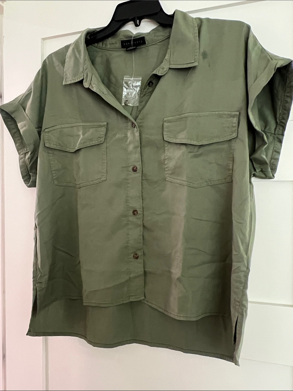 Sanctuary Sandwashed Olive Utility Button-Up Shirt